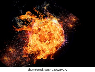 Abstract Fireball Floating In The Dark