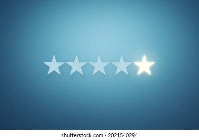 Abstract Five Star Rating Background With Glowing And Bright Star On Light Blue Backdrop. Modern Rating Concept Wallpaper