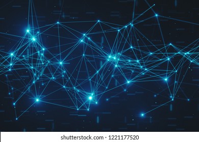 Abstract Flashing Connected Digital Data Nodes And Connection Paths On Any Type Of Network 3d Illustration