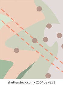 Abstract flat background of various shapes and forms in pastel (pink-green) colors. Suitable for creating festive New Year posters, banners. Digital illustration