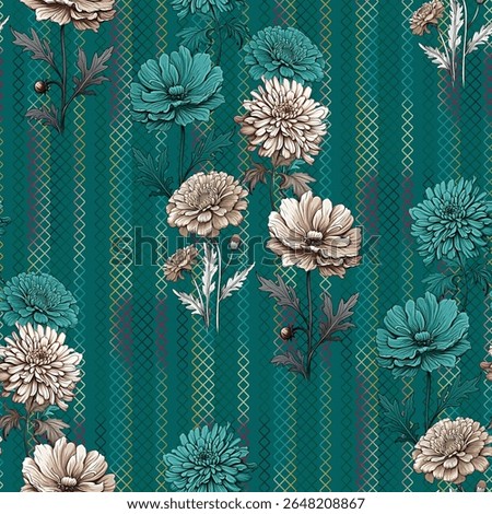 Abstract floral allover pattern and background texture for digital textile print 
