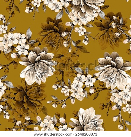 Abstract floral allover pattern and background texture for digital textile print 