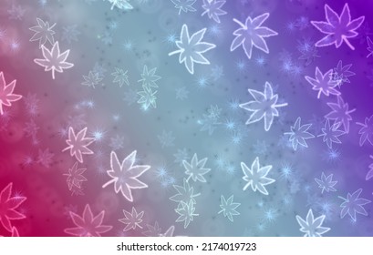 Abstract Floral Bokeh Pattern With Leaves.