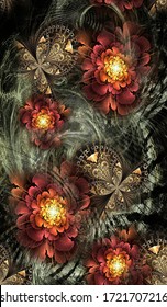 Abstract With Floral Fractal Design