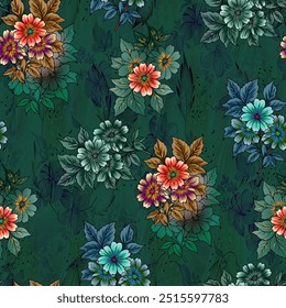 Abstract floral seamless pattern with abstract background. Allover print. Design for fabric, cover and wallpaper. 