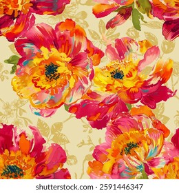 Abstract flower blooming design. Pattern with floral seamless. Grunge textured abstract art vector  with flower and plants in watercolor style.