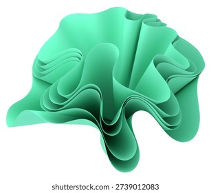 Abstract flower isolate from fabric in 3D rendering creates a spectacular visual composition suitable for design, illustrations, digital projects, and website design.