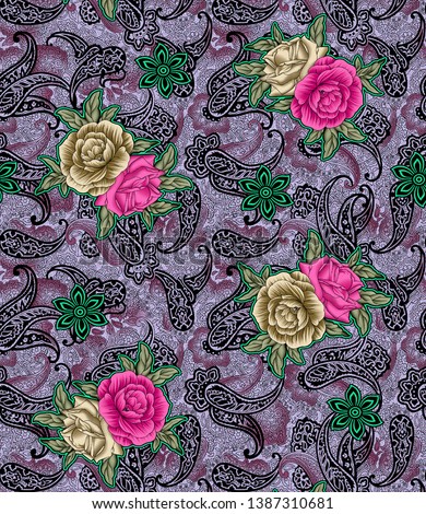 Abstract flower pattern With  paisley  background