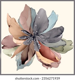 abstract flower scarf design for surface textile print pattern 