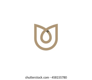 Abstract Flower Tulip Logo Icon Design. Elegant Linear Premium Symbol With Shadow. 