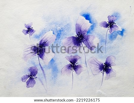 Abstract flower watercolor painting for various usage like invitation card, post card, poster, cover, decoration. Watercolor hand painted illustration. Floral painting.