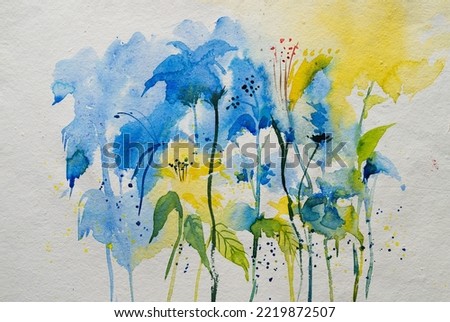 Abstract flower watercolor painting for various usage like invitation card, post card, poster, cover, decoration. Watercolor hand painted illustration. Floral painting.