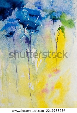 Abstract flower watercolor painting for various usage like invitation card, post card, poster, cover, decoration. Watercolor hand painted illustration. Floral painting. Vertical.