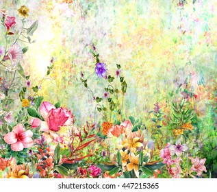 A Beautiful Flower Garden Drawing : How To Draw Flower Garden Scenery