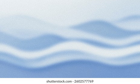 Abstract flowing forms, soft blue shades and grainy texture create depth . Abstract background with grain noise texture