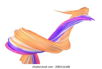 Abstract flowing gradient lines, 3d rendering. Computer digtal drawing.
