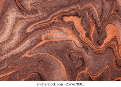 Abstract fluid art background dark brown   bronze colors  Liquid marble  Acrylic painting canvas and umber gradient  Alcohol ink backdrop and wavy pattern 