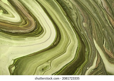 Abstract fluid art background light green   olive colors  Liquid marble  Acrylic painting canvas and khaki gradient  Watercolor backdrop and wavy pattern  Stone section 