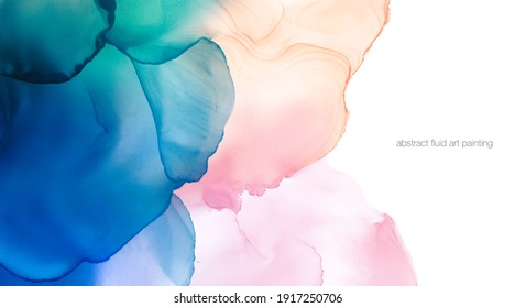 Abstract fluid art painting colorful pastel color pink   blue tone by alcohol ink   watercolor isolated white space for background  banner  decoration 
