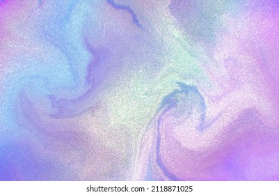 Abstract Fluid Art In Trendy Purple Very Peri Color With Paint Swirls, Holographic Glitter, And Iridescent Effect, Artwork, Wall Decoration, Cover Design Template With Space For Text, Interior Poster