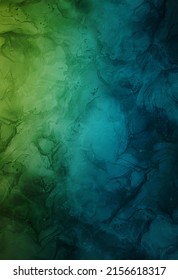Abstract Fluid Paint Mixture Deep Blue Green