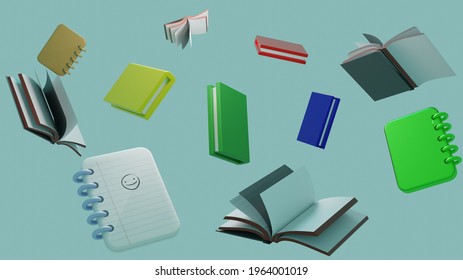 Abstract Flying Books, 3d illustration, 3d rendering - Powered by Shutterstock