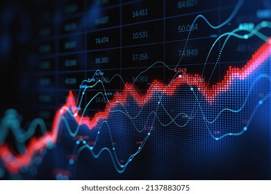 Abstract Forex Chart On Dark Background. Crisis And Collapse Concept. 3D Rendering