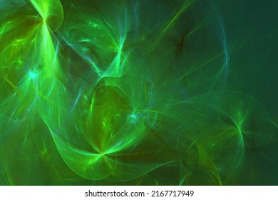 Abstract Fractal Art Background Of Green Gas, Smoke, Or Plasma, Perhaps Poisonous, Radioactive Or Paranormal.