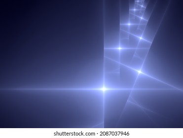 Abstract Fractal Art Background. Minimal Blue And White Glow. Fibonacci Sequence.