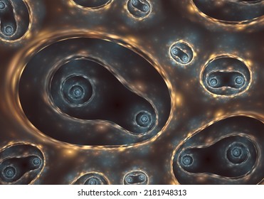 Abstract Fractal Art Which Perhaps Suggests Cell Division Or Portals To Multiple Dimensions.