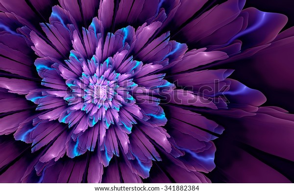 抽象的なフラクタル背景 光沢のある紫色 シアンの花 デスクトップの壁紙やクリエイティブなグラフィックデザインに適しています のイラスト素材