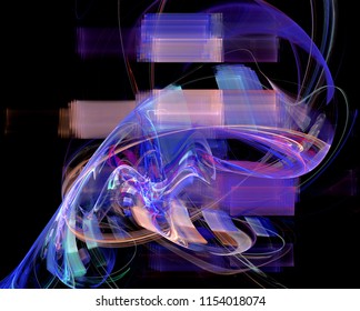 Abstract fractal computer generated composition with various geometrical shapes