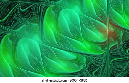 Abstract Fractal Green Diagonal Pattern On Black Background