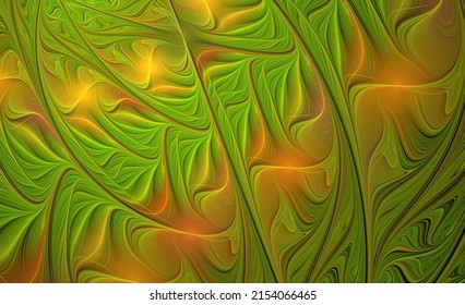 Abstract Fractal Pattern. Green And Orange Color Scheme