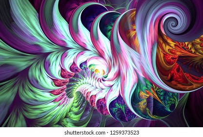 Abstract fractal patterns and shapes. Dynamic flowing natural forms. Flowers and spirals. Mysterious psychedelic relaxation pattern. 