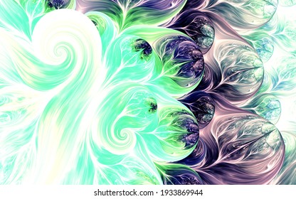 Abstract fractal patterns and shapes. Dynamic flowing natural forms. Flowers and spirals. Mysterious psychedelic relaxation pattern. 
