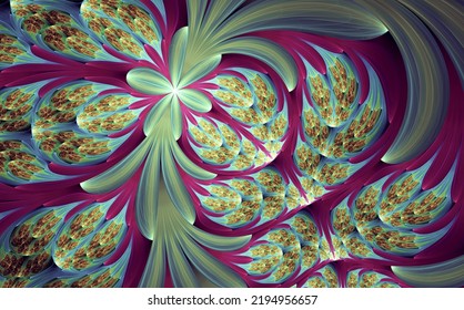 Abstract fractal patterns and shapes. Dynamic flowing natural forms. Flowers and spirals. Mysterious psychedelic relaxation pattern. 