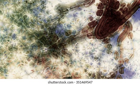 Abstract fractal virus micro organisms on a light background.
