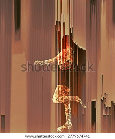 Abstract Fragmented Human Form with Layered Energy Flow Lines - Contemporary poster design 
