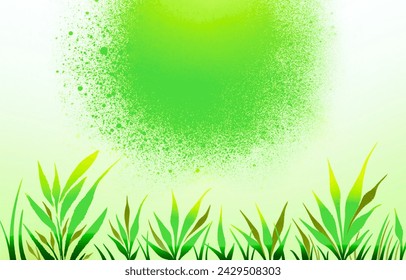 Abstract fresh eco friendly botanical and green spray paint illustration background isolated on horizontal ratio template. Social media post, website backdrop, poster print or brochure background. - Powered by Shutterstock