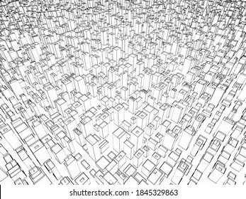 Abstract Future City Template Line Wireframe Stock Illustration ...