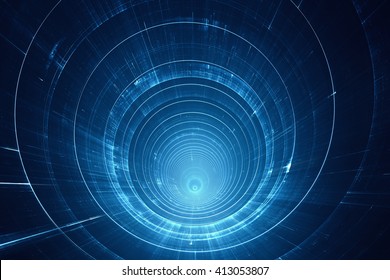 Abstract futuristic 3D speed tunnel warp
