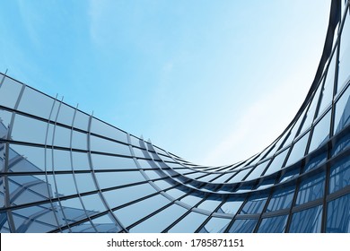 Abstract Futuristic Architecture, Skyscraper Of Glass Office Building. 3D Render.	