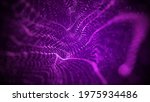 Abstract Futuristic Art Purple Glittering Wave Particle Light Visual Concept With Depth Of Field Background