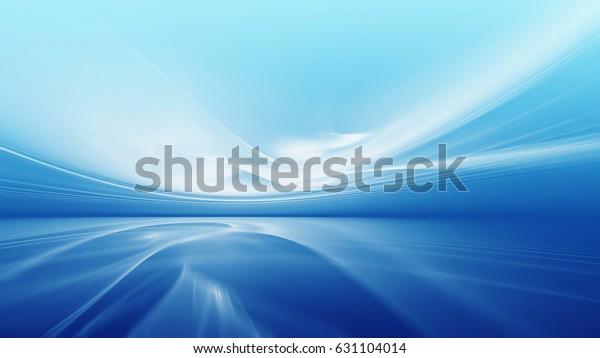 Abstract fractal horizon in sky blue and white wallpaper tones