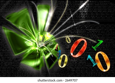 Abstract futuristic background texture with streaming numbers