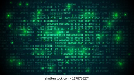 Abstract futuristic cyberspace with binary code, matrix background with digits