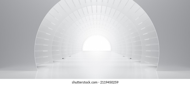 Abstract Futuristic Empty Floor And Room Sci-Fi Corridor With Light For Showcase,room,interior,display Products.Modern Future Cement Floor And Wall Background Technology Interior Concept.3d Render