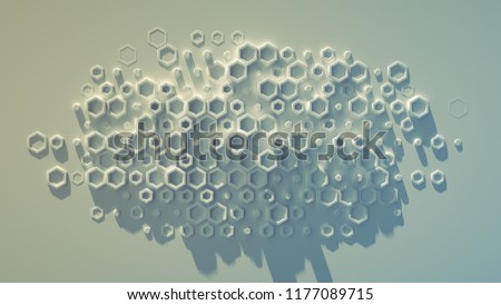 Abstract futuristic hexagonal background. Computer generated graphics. 3D render illustration