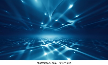 Abstract Futuristic Technology Background With Fractal Horizon